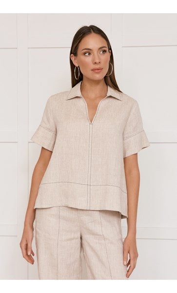 Solace Linen Top - Natural