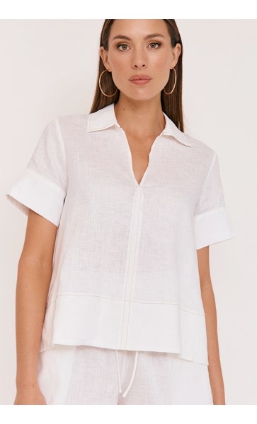 Solace Linen Top - White