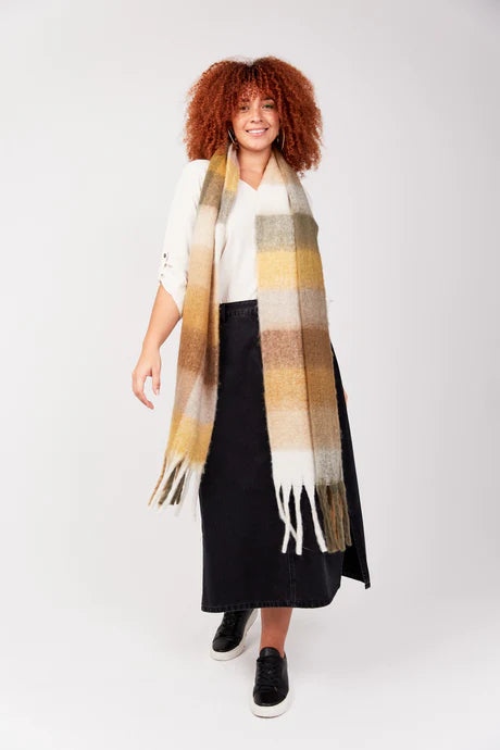 Launder Scarf - Brown/White/Yellow/Gray