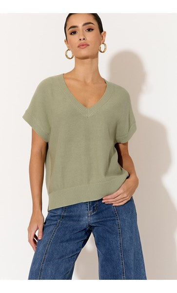 Samara Cotton Knit Top - Green