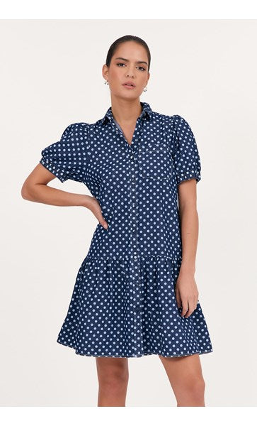 Daniela spot denim dress