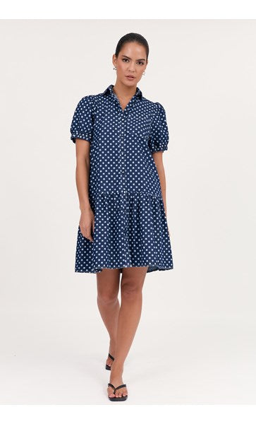 Daniela spot denim dress